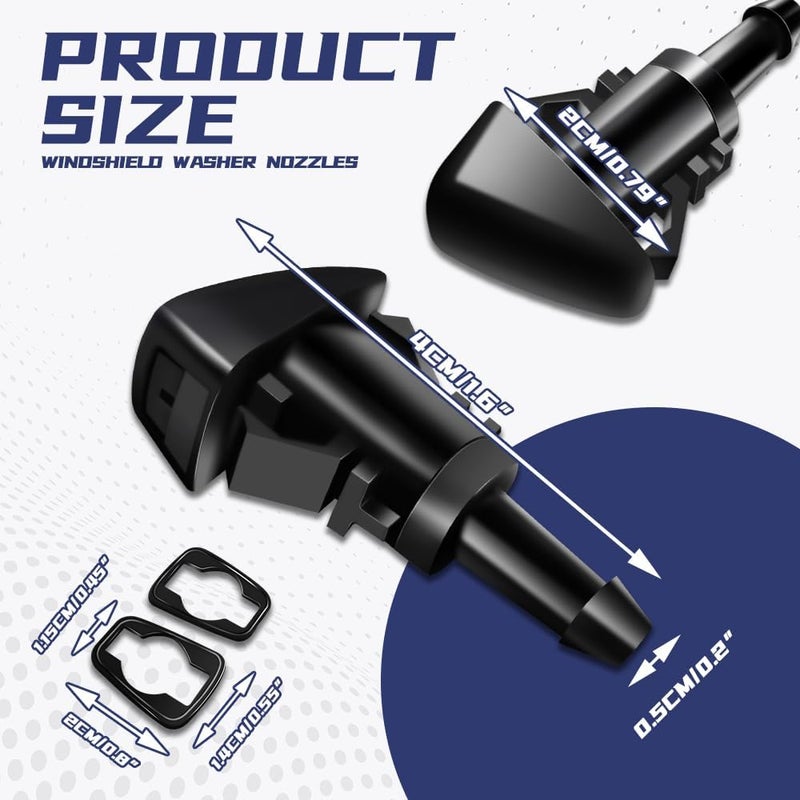 DWARFOO 2 PCS Front Windshield Washer Nozzles, Washer Spray Jet Kit Fit for Chrysler, Dodge, Replaces OEM #: 4805742AB / 5113049AA / 55077460AA / 5303833AA / 5116079AA - Image 2
